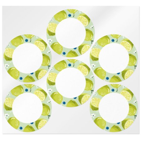 En Gran Velada puedes comprar pegatinas para packaging, como este modelo citrus. Tiene formato redondo. Diseños exclusivos. Enví