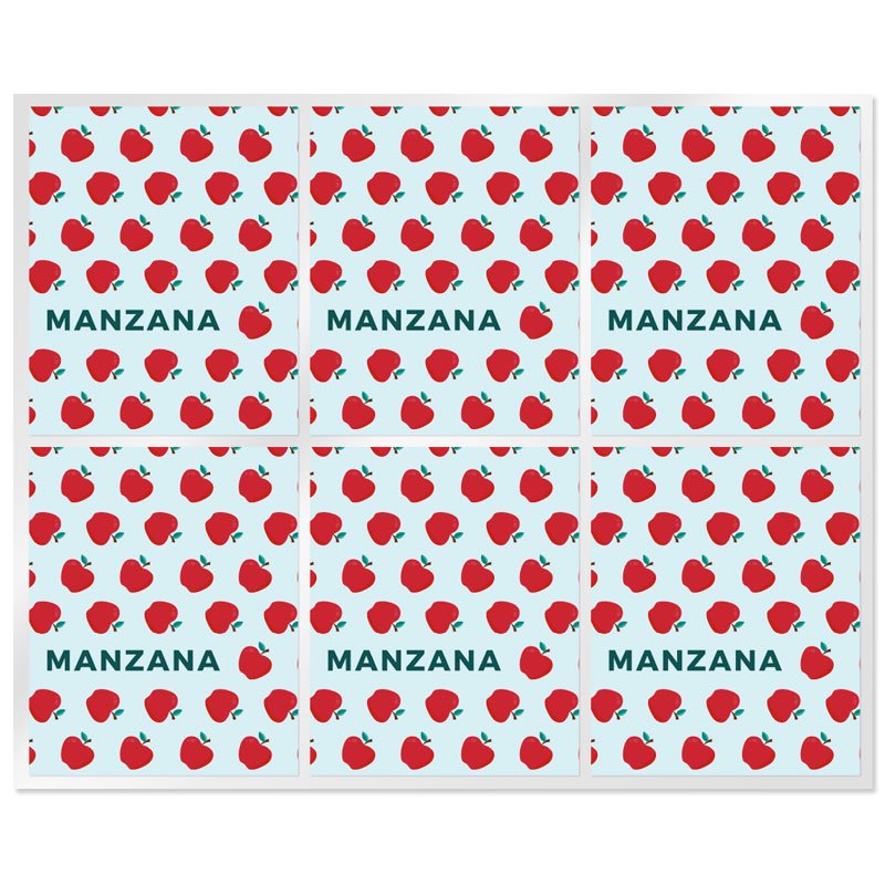 En Gran Velada puedes comprar pegatinas para el packaging de tus labiales, como estas de manzana. Amplio catálogo. Diseños exclu