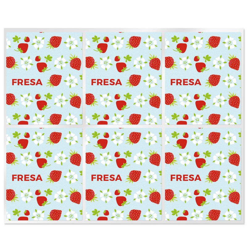 En Gran Velada puedes comprar pegatinas para el packaging de tus labiales, como estas de fresa. Amplio catálogo. Diseños exclusi