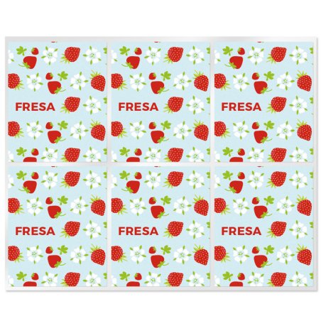 En Gran Velada puedes comprar pegatinas para el packaging de tus labiales, como estas de fresa. Amplio catálogo. Diseños exclusi