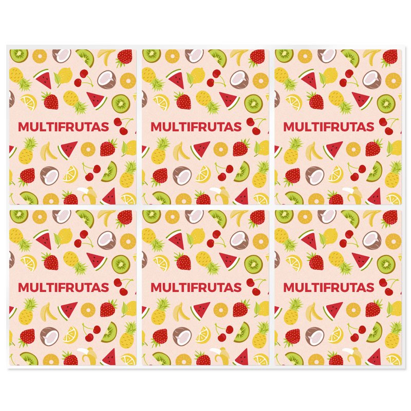 En Gran Velada puedes comprar pegatinas para el packaging de tus labiales, como estas de multifrutas. Amplio catálogo. Diseños e