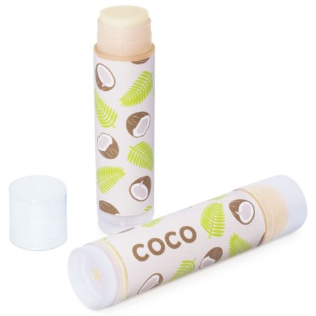 En Gran Velada puedes comprar pegatinas para el packaging de tus labiales, como estas de coco. Amplio catálogo. Diseños exclusiv