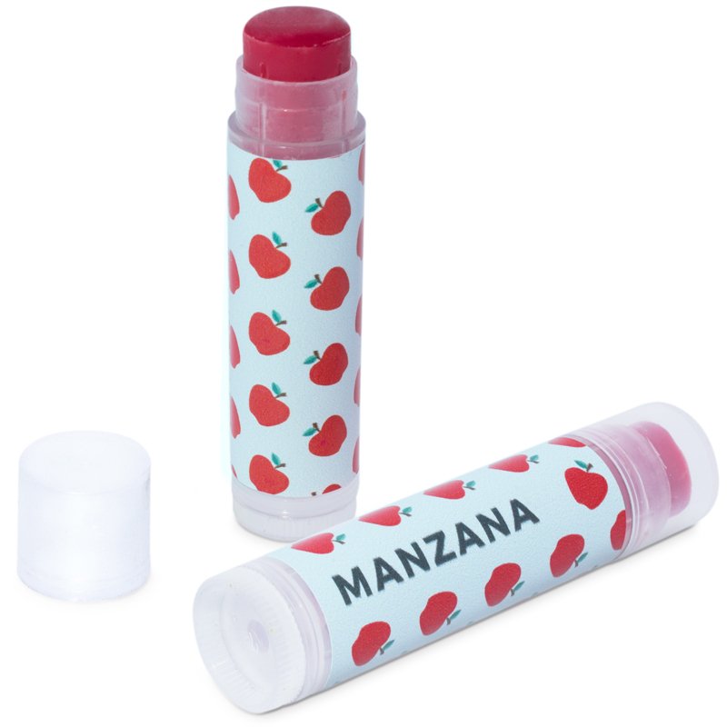 En Gran Velada puedes comprar pegatinas para el packaging de tus labiales, como estas de manzana. Amplio catálogo. Diseños exclu