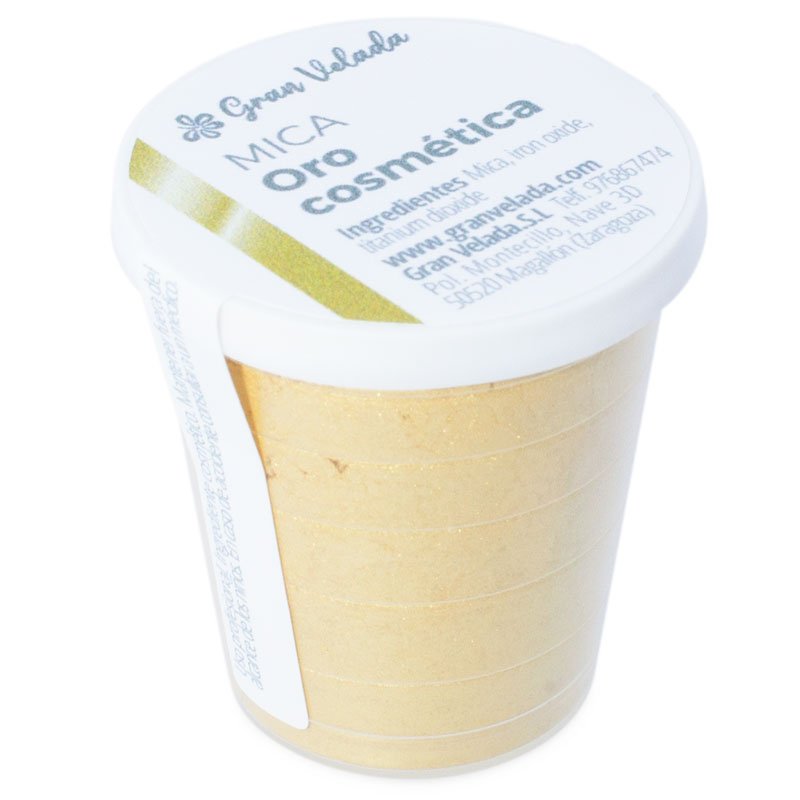 En Gran Velada puedes comprar micas para cosmética, como esta de color dorado. Dará brillo a tus creaciones. ¡Calidad y buen pre