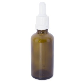 Frasco vidro âmbar 50 ml conta-gotas branco