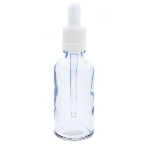 Frasco cristal transparente 50 ml conta-gotas branco