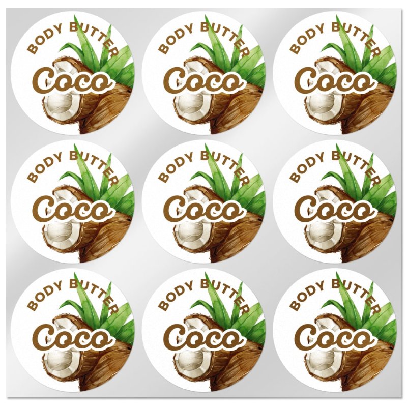 En Gran Velada puedes comprar etiquetas para tus cosméticos diy, como este modelo "Body butter de coco". Diseños exclusivos. Env