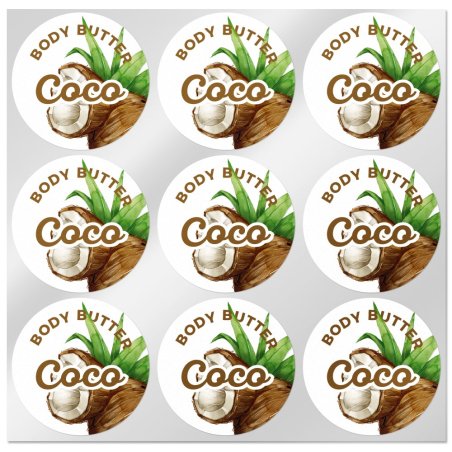 En Gran Velada puedes comprar etiquetas para tus cosméticos diy, como este modelo "Body butter de coco". Diseños exclusivos. Env