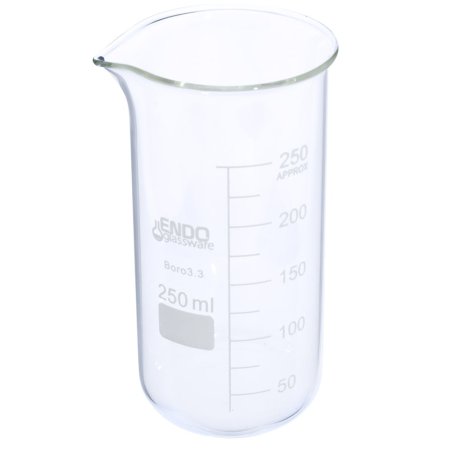 Vaso de precipitado de vidrio 250 ml con doble graduación. Ideal para cremas y cosmética casera. ¡Compra en Gran Velada con enví