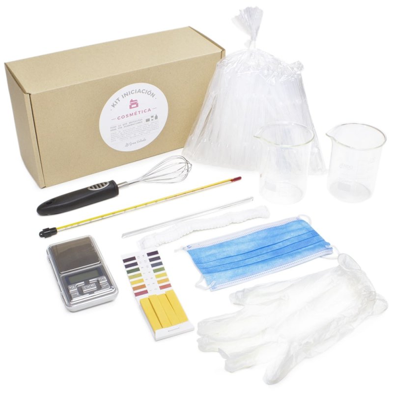 Completo kit de utensilios para hacer cremas caseras a la venta en Gran Velada. Incluye todo lo que necesitarás: termometro, min