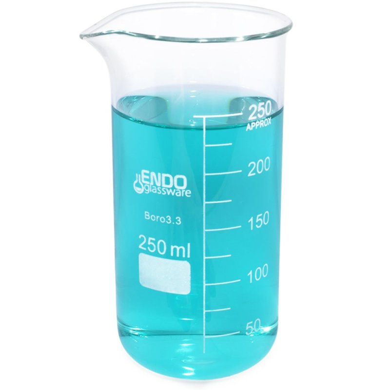Vaso de precipitado de vidrio 250 ml con doble graduación. Ideal para cremas y cosmética casera. ¡Compra en Gran Velada con enví