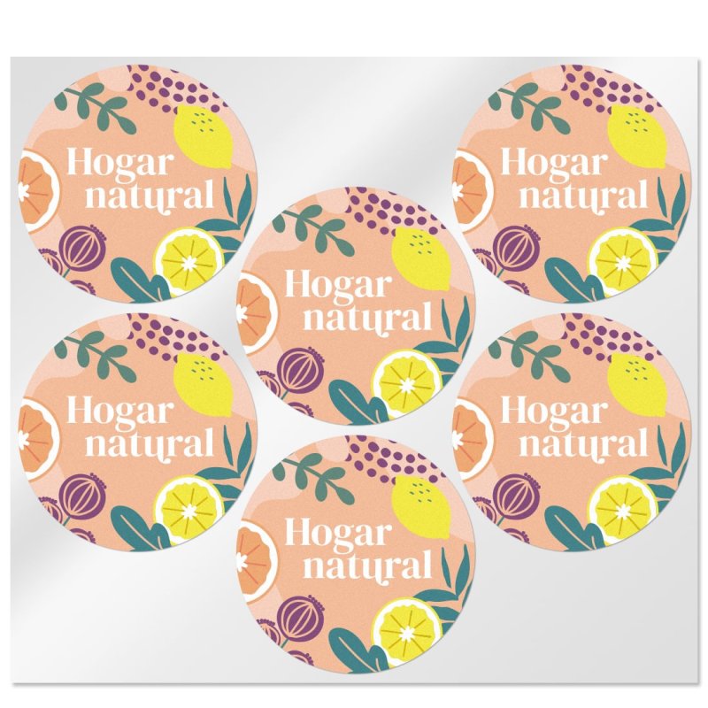 En Gran Velada puedes comprar pegatinas redondas organic hogar natural para packaging. ¡Muy resistentes! Diseños exclusivos. Env