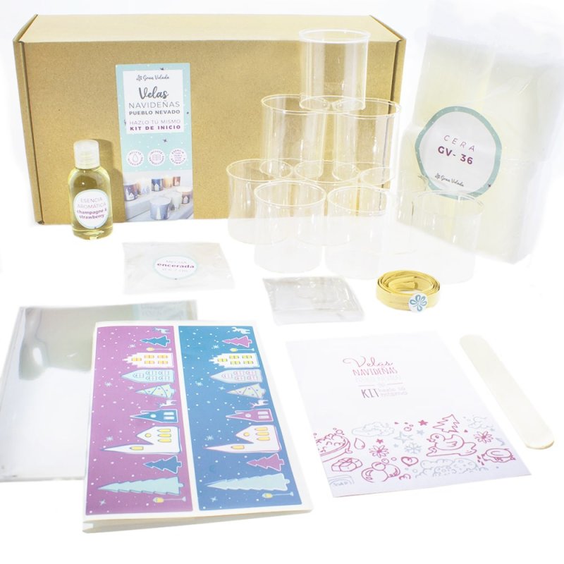 Descubre nuestro completo kit navideño para crear velas decoradas con facilidad. ¡Con receta, materiales y adorables pegatinas! 