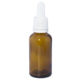 Frasco vidro âmbar 30 ml conta-gotas branco