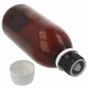 Garrafa plastico ambar 250 ml tampa obturador redutora inviolavel por atacado