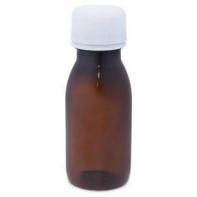 Frasco de plástico âmbar de 60 ml tampa à rosca