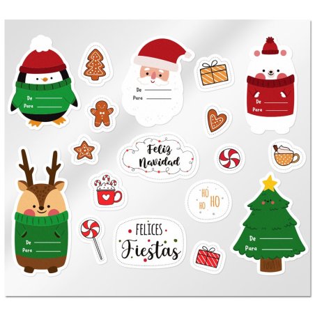 En Gran Velada puedes comprar pegatinas de Navidad, como este mix, ideal para el packaging de tus detalles. Amplio catálogo. ¡Ca