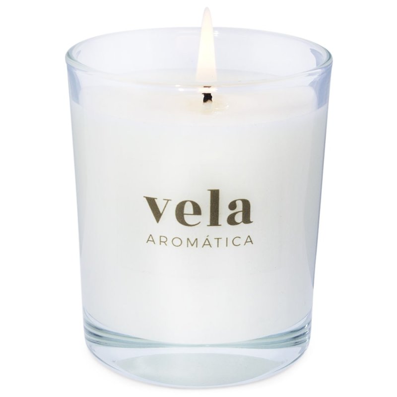 En Gran Velada puedes comprar pegatinas para hacer velas aromáticas, como este modelo con fondo transparente. Diseños exclusivos