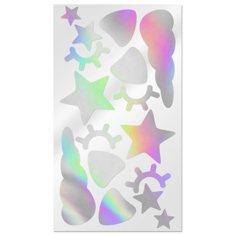 Descubre en Gran Velada pegatinas holográficas unicornio para packaging. Diseños exclusivos que destacarán tu producto. ¡Envíos 