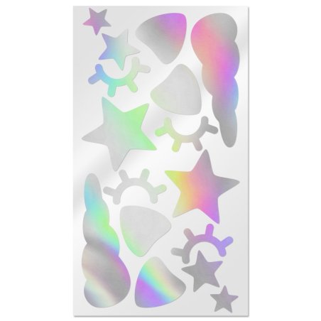 Descubre en Gran Velada pegatinas holográficas unicornio para packaging. Diseños exclusivos que destacarán tu producto. ¡Envíos 