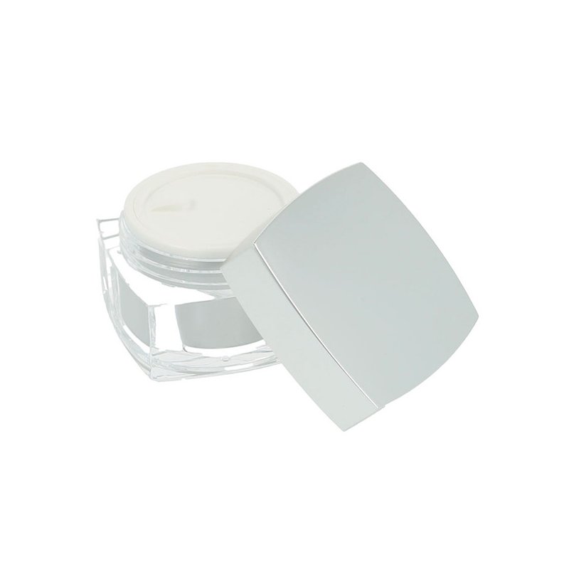 Envases para cremas, como este tarro cuadrado acrílico de 50 ml. Reciclable y reutilizable. ¡Compra con envíos rápidos y cuida e