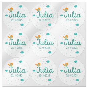 Pegatinas personalizadas nubes y pajaro transparentes grandes