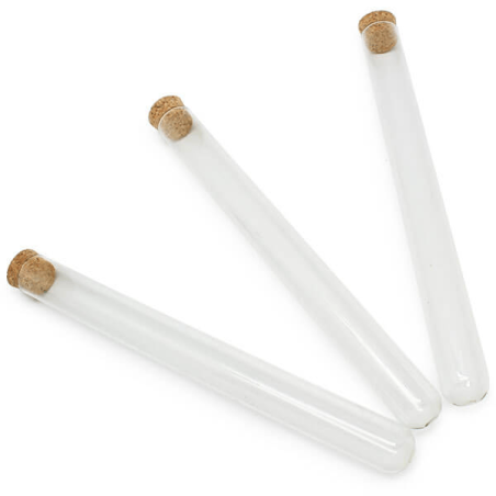 Descubre en Gran Velada probetas de cristal 18cm con tapón de corcho. Perfectas para regalos de boda. Calidad y estilo en un sol