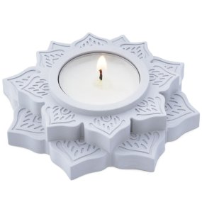 Molde porta-velas lotus esculpido