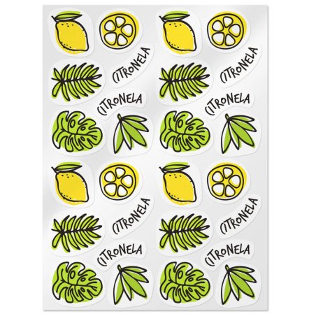En Gran Velada puedes comprar pegatinas para packaging, como este modelo de citronela con fondo transparente. ¡Calidad y buen pr