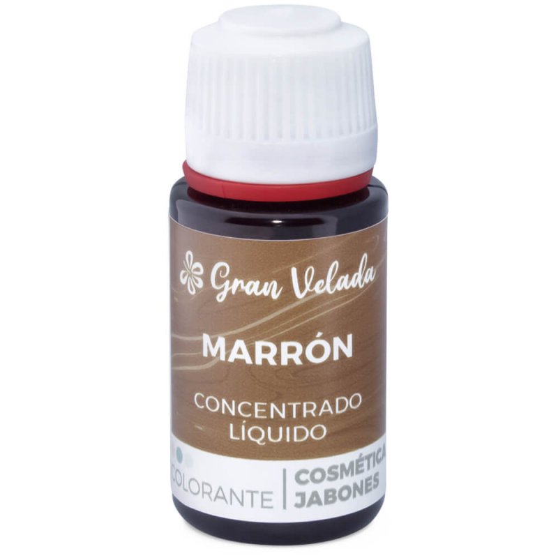 En Gran Velada puedes comprar colorantes líquidos súper concentrados, como este color marron. Sirven para hacer cremas y jabones