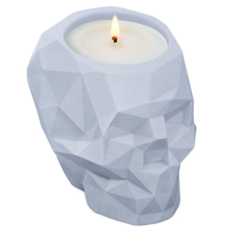 En Gran Velada puedes comprar moldes de silicona para hacer recipientes para velas, como este de calavera geométrica. ¡Fácil de 