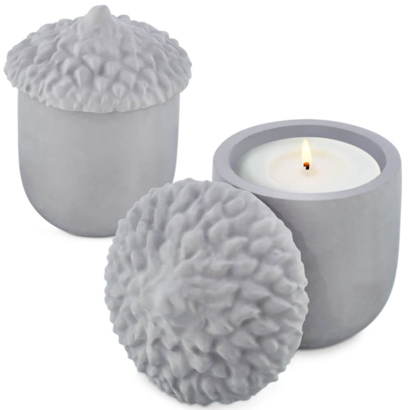 En Gran Velada puedes comprar moldes de silicona para hacer recipientes con tapa para velas, como este de bellota. ¡Fácil de usa