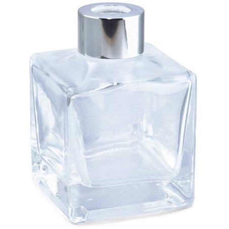 Descubre elegante frasco cuadrado de 120 ml con arandela plateada para mikados en Gran Velada. Envíos rápidos. ¡Haz tu hogar más