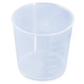 Mini copo de mediçao em plastico 30 ml