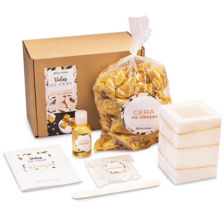 ¡Kit completo para hacer velas de cera de abeja! Todo lo que necesitas para crear tus propias velas siguiendo una receta especia