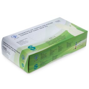 Luvas de vinil S caixa de 100 unid.