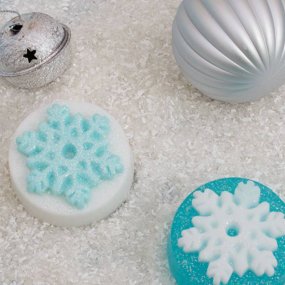 Kit como hacer sabonetes de natal floco de neve. Materiais e instrucoes