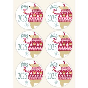 Pegatinas osito feliz año nuevo