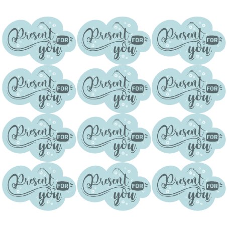 En Gran Velada puedes comprar pegatinas para regalos, como este modelo present for you. Amplia variedad. Venta por mayor y menor