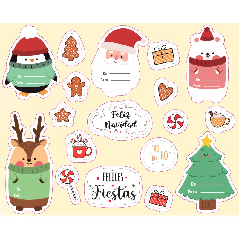 En Gran Velada puedes comprar pegatinas de Navidad, como este mix, ideal para el packaging de tus detalles. Amplio catálogo. ¡Ca