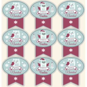 Pegatinas de buhos para navidad