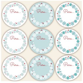 Étiquettes pour mettre des noms sur des cadeaux avec des flocons de neige