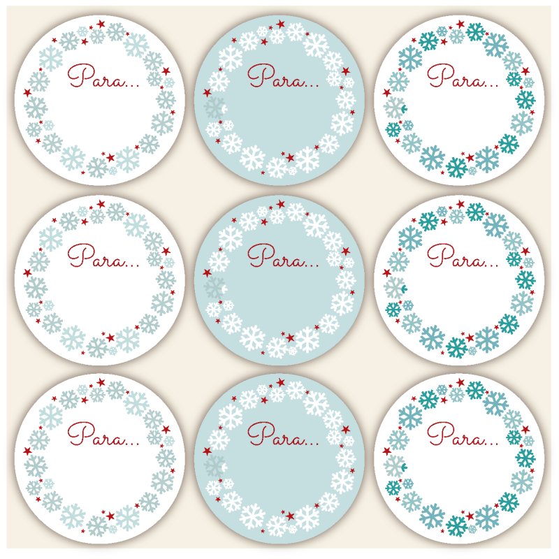 Pegatinas para nombres de los regalitos de navidad, Copos de Nieve. Tienda de pegatinas originales, baratas y entrega inmediata.