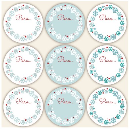 Pegatinas para nombres de los regalitos de navidad, Copos de Nieve. Tienda de pegatinas originales, baratas y entrega inmediata.