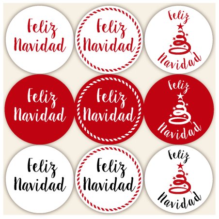 En Gran Velada puedes comprar pegatinas para packaging, como este modelo redondo de Feliz Navidad. Amplio catálogo de pegatinas.