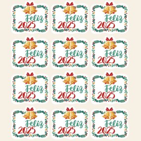 Pegatinas feliz año nuevo campanas