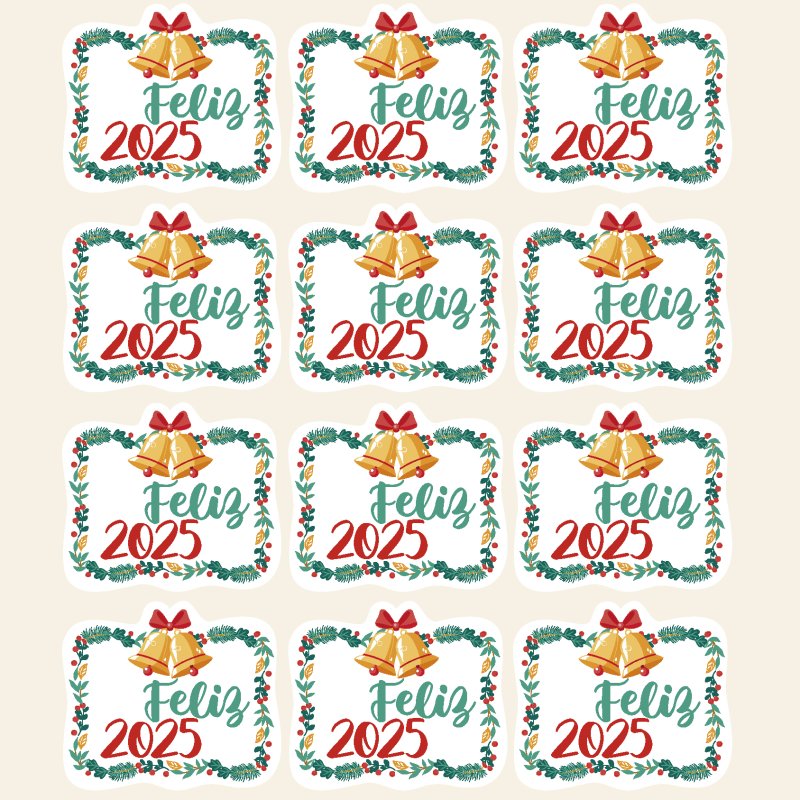 Descubre en Gran Velada pegatinas de Navidad, como estas alegres de feliz año nuevo. ¡Amplio catálogo y envíos rápidos para tu p