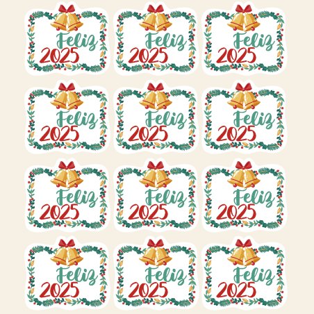 Descubre en Gran Velada pegatinas de Navidad, como estas alegres de feliz año nuevo. ¡Amplio catálogo y envíos rápidos para tu p