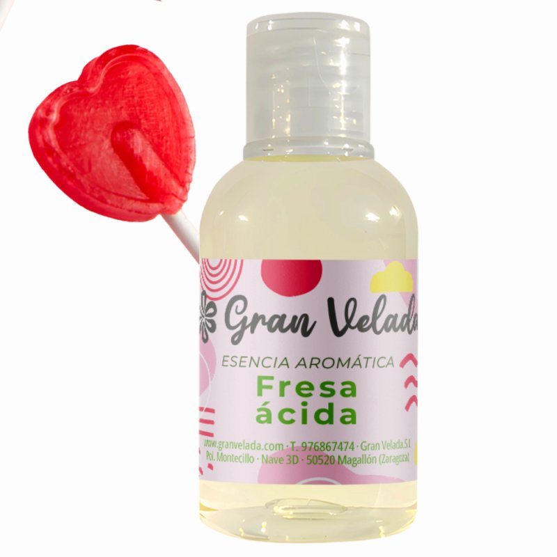 En Gran Velada puedes comprar esencias aromáticas, como esta de fresa acida, para hacer perfumes, velas, jabones... Amplio catal