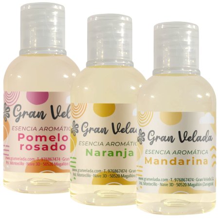 Descubre pack ahorro esencias cítricas energizantes en Gran Velada. Ideal para perfumes, jabones y velas DIY. ¡Compra ahora! - C